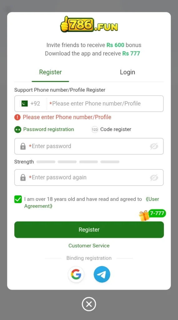 786fun game register