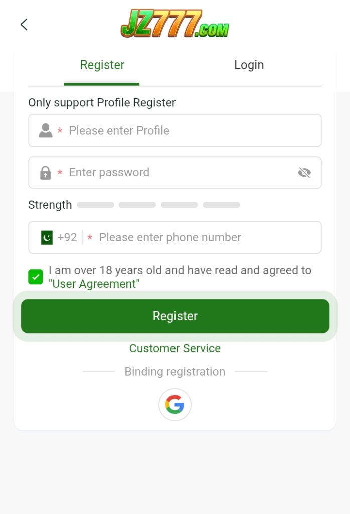 jz777 game registration