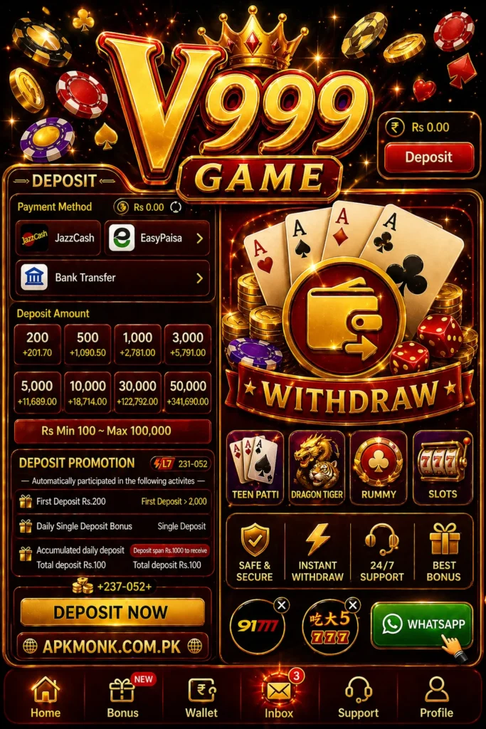 V999 GAME deposit and withdraw