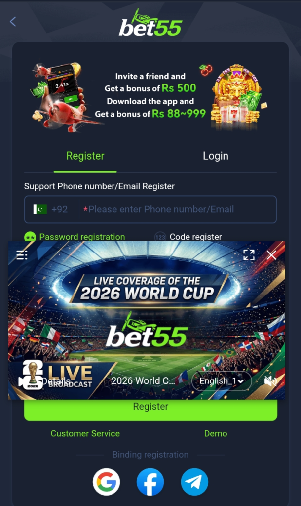 bet55 game registration