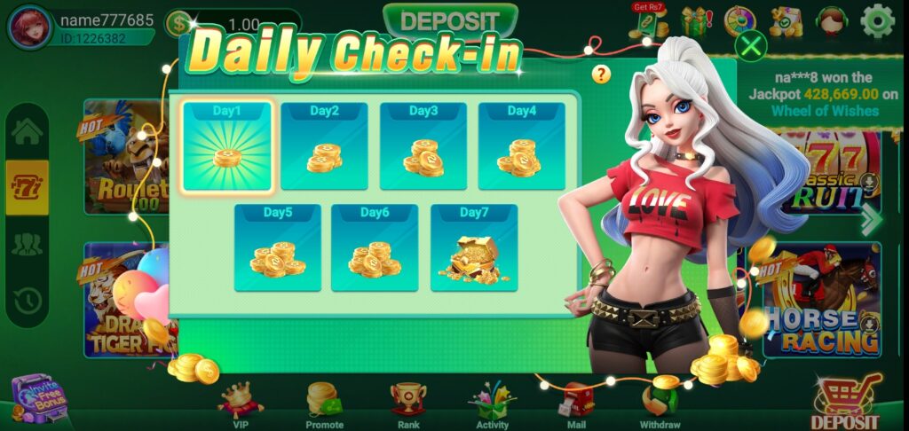 pak500 daily check-in bonus