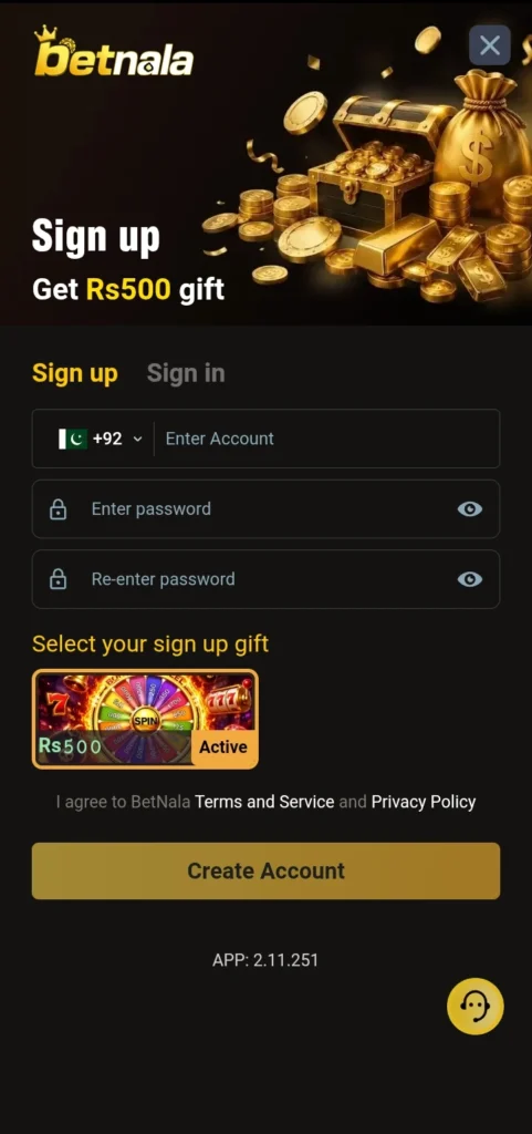 signup betnala game